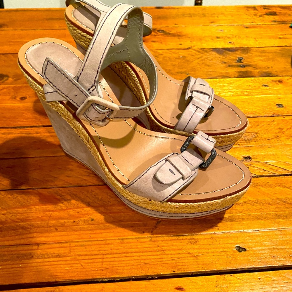 Elie Tahari open toe platform wedge shoes
